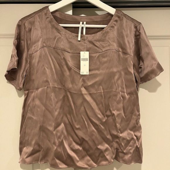 Anthropologie Tops - Anthropologie Taupe Silk Top